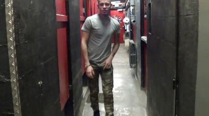 Bitch fucked bareback in sling by latino