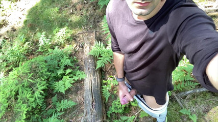 Hiking Dude Shows His Cock and Cums