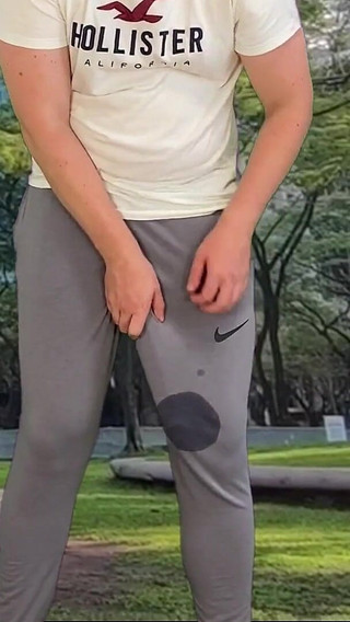 Outdoor Cum in Grey Sweatpants