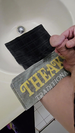 Bathroom Escape Cum and Pee Watching Myself in the Mirror