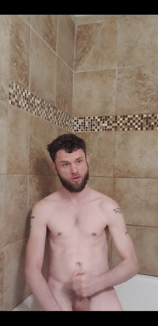 Jacking off and Cumming in the New Bathroom.