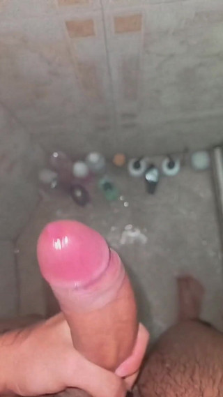 Son of Lilith jerking his big uncut cock and eating his own cum