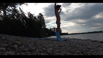 Slender Nudist Boy Does Yoga Nude on a Naturist Beach. Naked Yoga Video by Jon Arteen Gay Porn Model