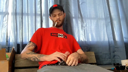 Stroking My Big Cock on My Smoke Break