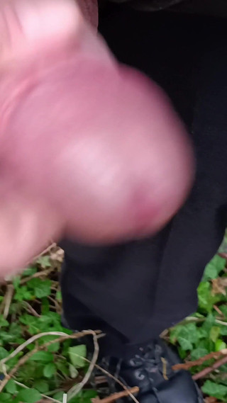 Big Uncut Cock Cruising, Close up Wanking in the Woods Wearing Work Clothes - Rockard Daddy