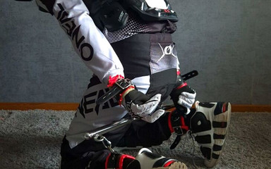 Self Bondage of a Hot Motorcyclist in Full Gear