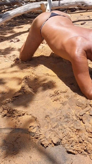 Ladysilva Crossdresser on the Beach Taking off Her Sexy Panties to Show off Her Hot Tanned Ass with a Sexy Tan Line