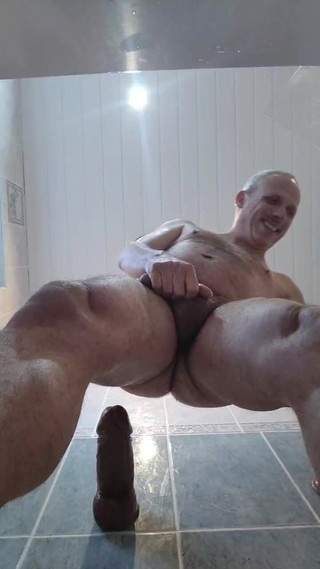 Public Cam Exhibitionist Fucks Himself with Three Large Dildos Live on Cam