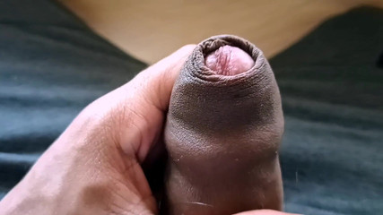 Masturbating My Uncut Cock Gets Wet Precum