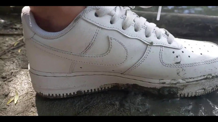 Jon Arteen Plays in the Mud with His New Sneakers Nike Air Force One Af1 Sockless. Boy Foot Fetish Gay Porn Video