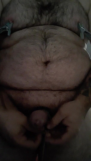 Nipple Piercing and Cock Bondage with Orgasm at the End