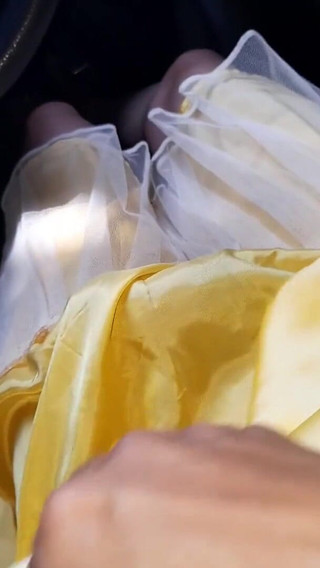 Satin Silk Gold Dress Masturbation Cum