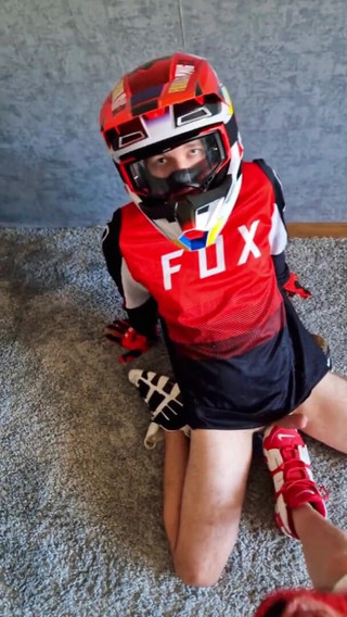 Horny Guy Jerking off in My Motocross Mxhelmet