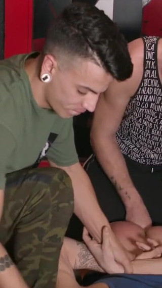 Young guy wrecked to fuck by rough XL-tops