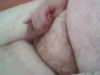 Fat man masturbating his small cock